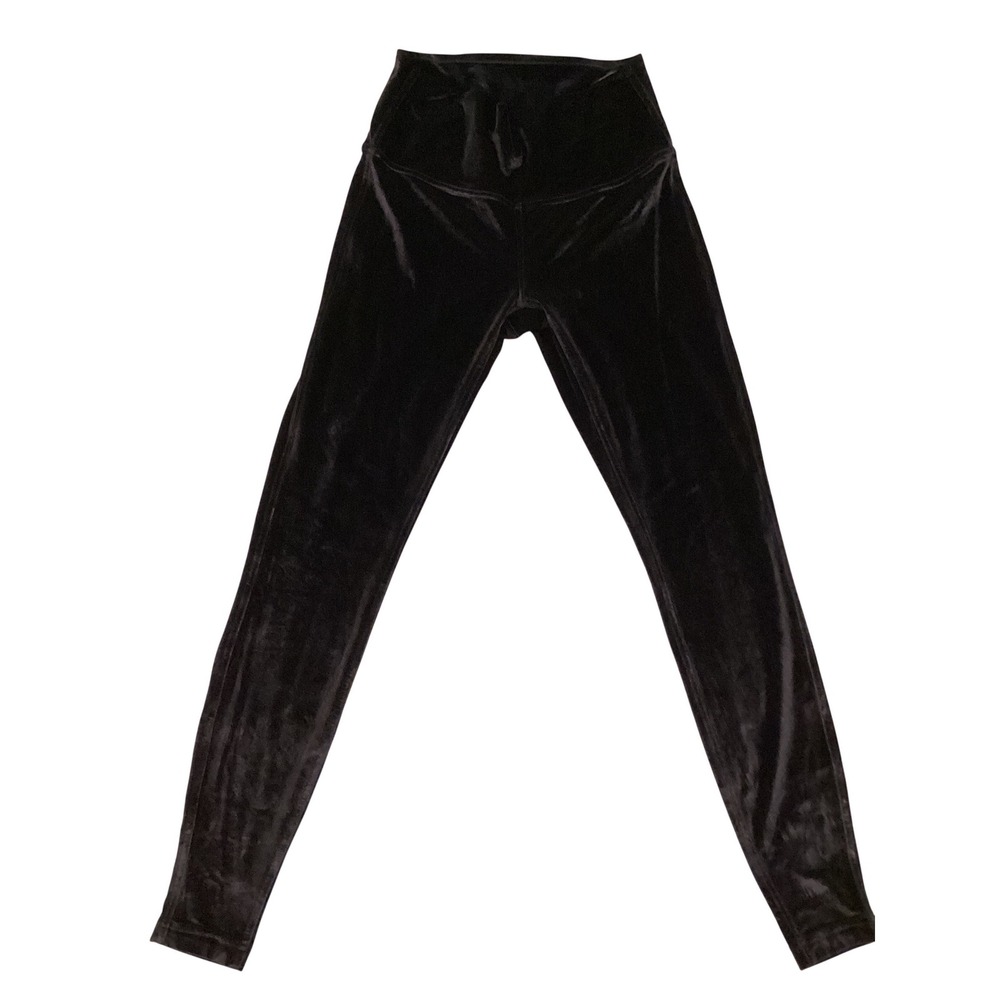 Lululemon Wunder Under High-Rise Tight 28 Black Crushed Velvet Leggings Size 8 - Picture 1 of 5